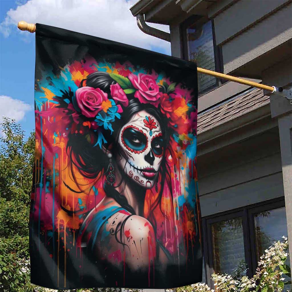 Mexico Day Of The Dead Garden Flag Rose Catrina Goddess Sugar Skull - Wonder Print Shop