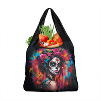 Mexico Day Of The Dead Grocery Bag Rose Catrina Goddess Sugar Skull - Wonder Print Shop