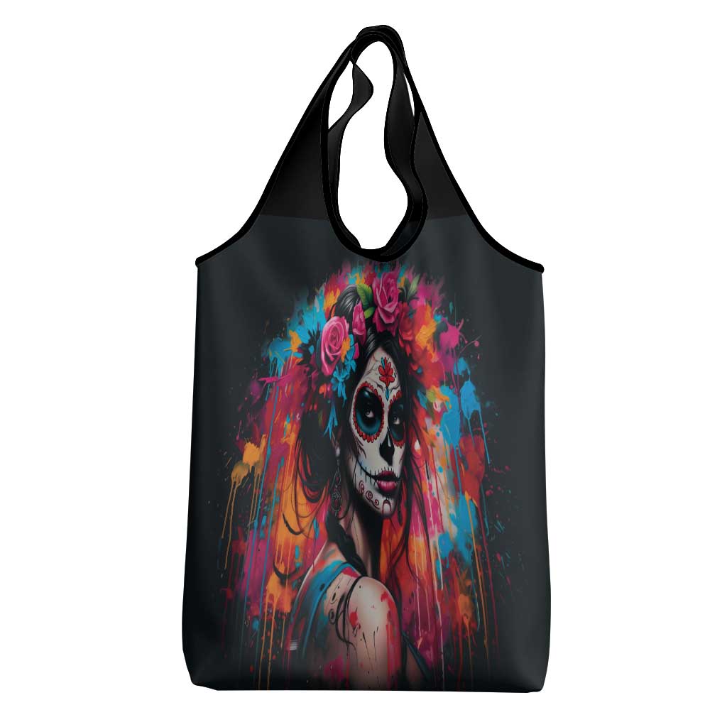 Mexico Day Of The Dead Grocery Bag Rose Catrina Goddess Sugar Skull - Wonder Print Shop