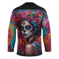 Mexico Day Of The Dead Hockey Jersey Rose Catrina Goddess Sugar Skull - Wonder Print Shop