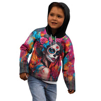 Mexico Day Of The Dead Kid Hoodie Rose Catrina Goddess Sugar Skull - Wonder Print Shop