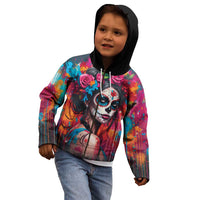 Mexico Day Of The Dead Kid Hoodie Rose Catrina Goddess Sugar Skull - Wonder Print Shop