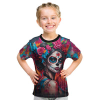 Mexico Day Of The Dead Kid T Shirt Rose Catrina Goddess Sugar Skull - Wonder Print Shop