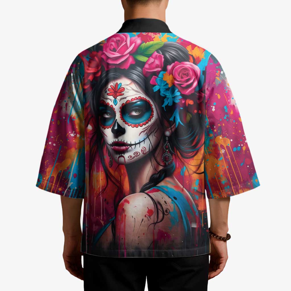 Mexico Day Of The Dead Kimono Rose Catrina Goddess Sugar Skull - Wonder Print Shop