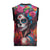 Mexico Day Of The Dead Christmas Knitted V-Neck Vest Rose Catrina Goddess Sugar Skull - Wonder Print Shop