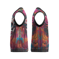 Mexico Day Of The Dead Christmas Knitted V-Neck Vest Rose Catrina Goddess Sugar Skull - Wonder Print Shop