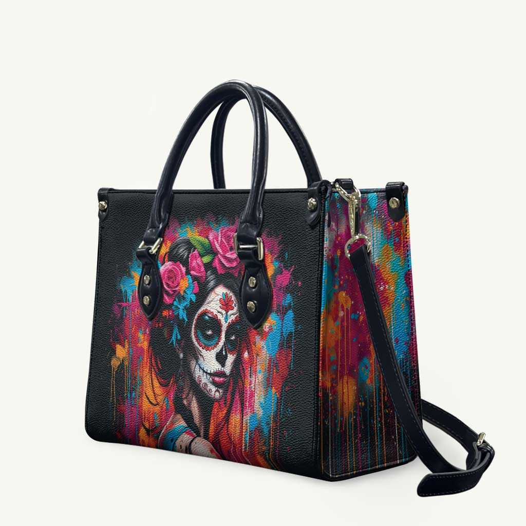 Mexico Day Of The Dead Leather Bag Rose Catrina Goddess Sugar Skull - Wonder Print Shop