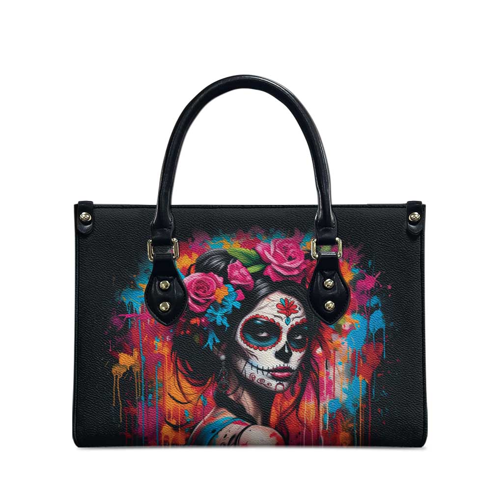 Mexico Day Of The Dead Leather Bag Rose Catrina Goddess Sugar Skull - Wonder Print Shop