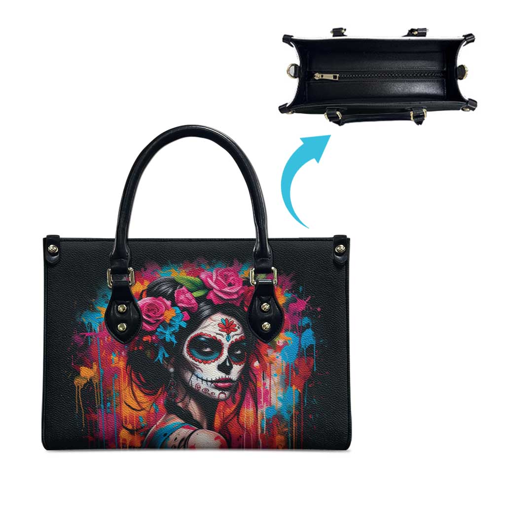 Mexico Day Of The Dead Leather Bag Rose Catrina Goddess Sugar Skull - Wonder Print Shop