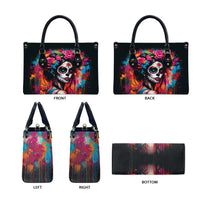 Mexico Day Of The Dead Leather Bag Rose Catrina Goddess Sugar Skull - Wonder Print Shop