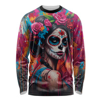 Mexico Day Of The Dead Long Sleeve Shirt Rose Catrina Goddess Sugar Skull - Wonder Print Shop