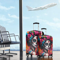 Mexico Day Of The Dead Luggage Cover Rose Catrina Goddess Sugar Skull - Wonder Print Shop