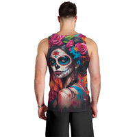 Mexico Day Of The Dead Men Tank Top Rose Catrina Goddess Sugar Skull - Wonder Print Shop