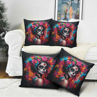 Mexico Day Of The Dead Pillow Cover Rose Catrina Goddess Sugar Skull - Wonder Print Shop