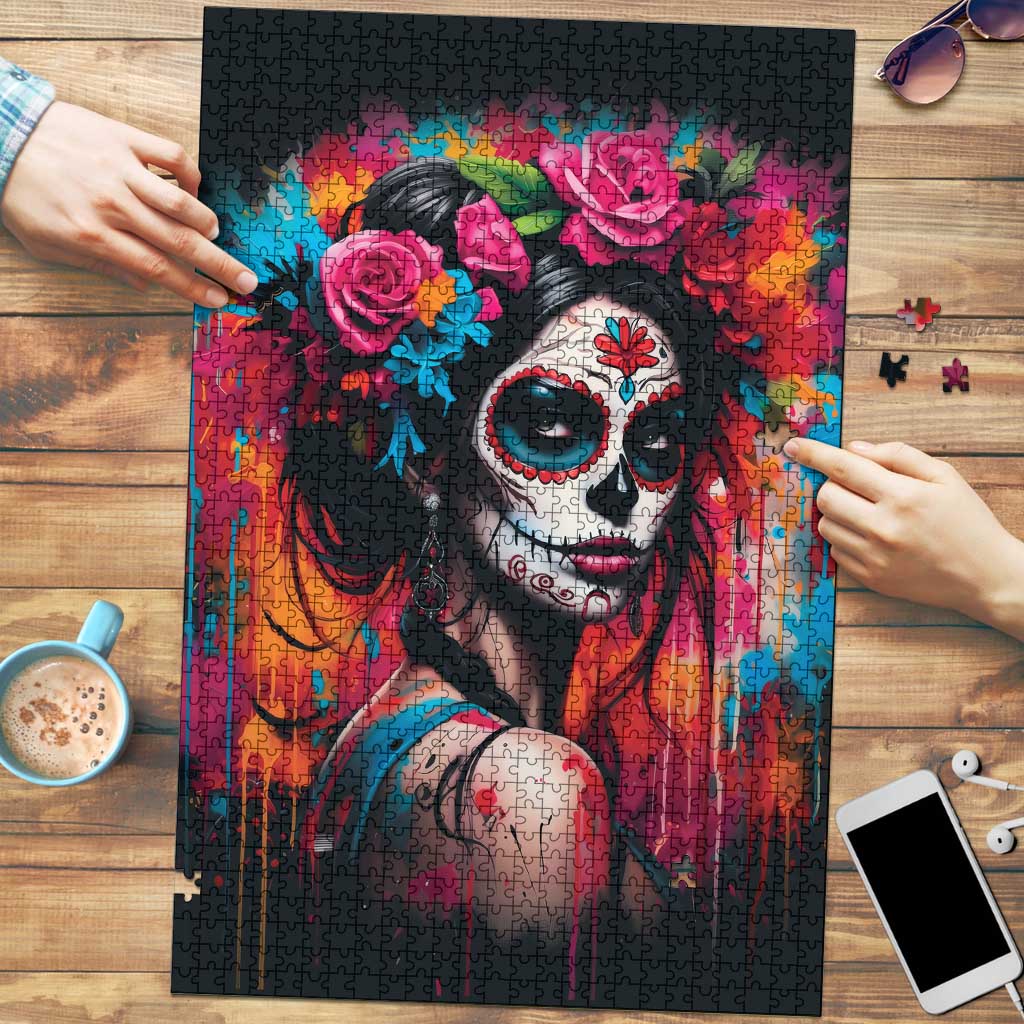 Mexico Day Of The Dead Puzzle Rose Catrina Goddess Sugar Skull - Wonder Print Shop