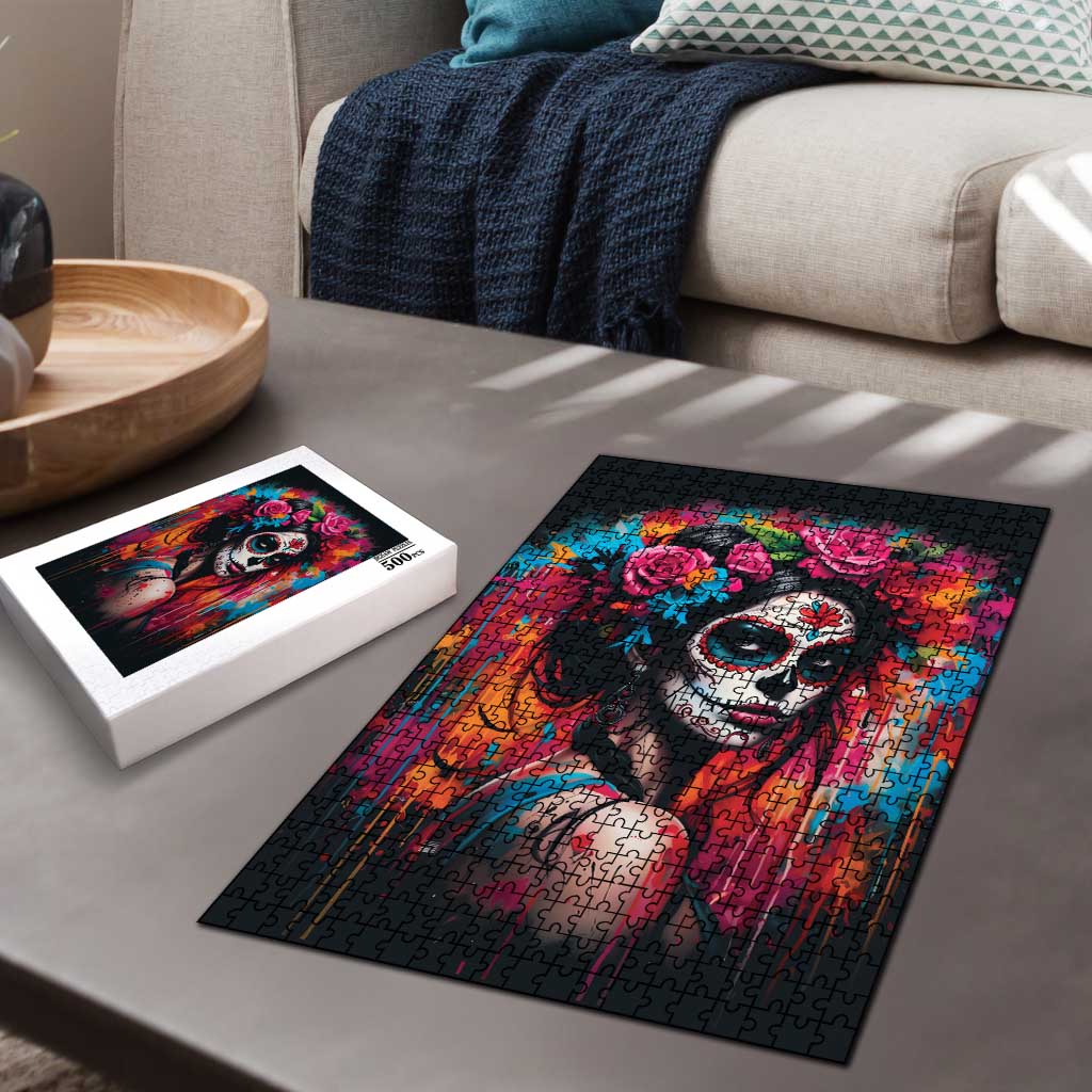 Mexico Day Of The Dead Puzzle Rose Catrina Goddess Sugar Skull - Wonder Print Shop