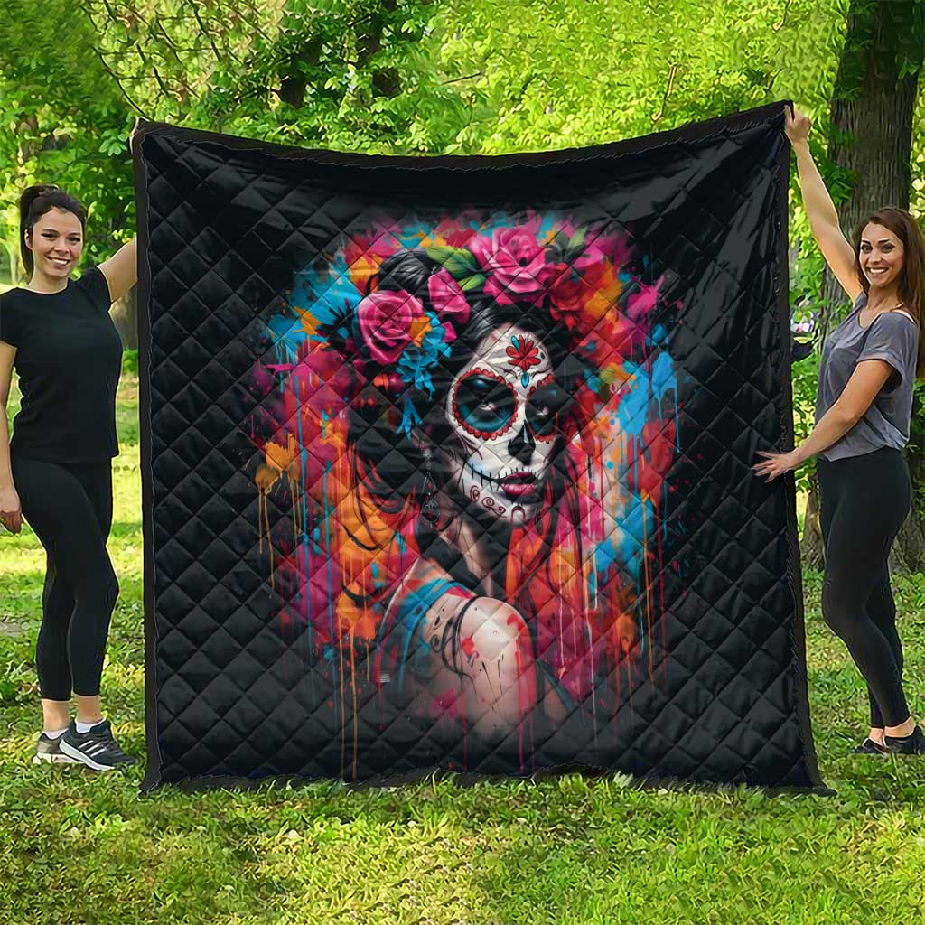 Mexico Day Of The Dead Quilt Rose Catrina Goddess Sugar Skull - Wonder Print Shop
