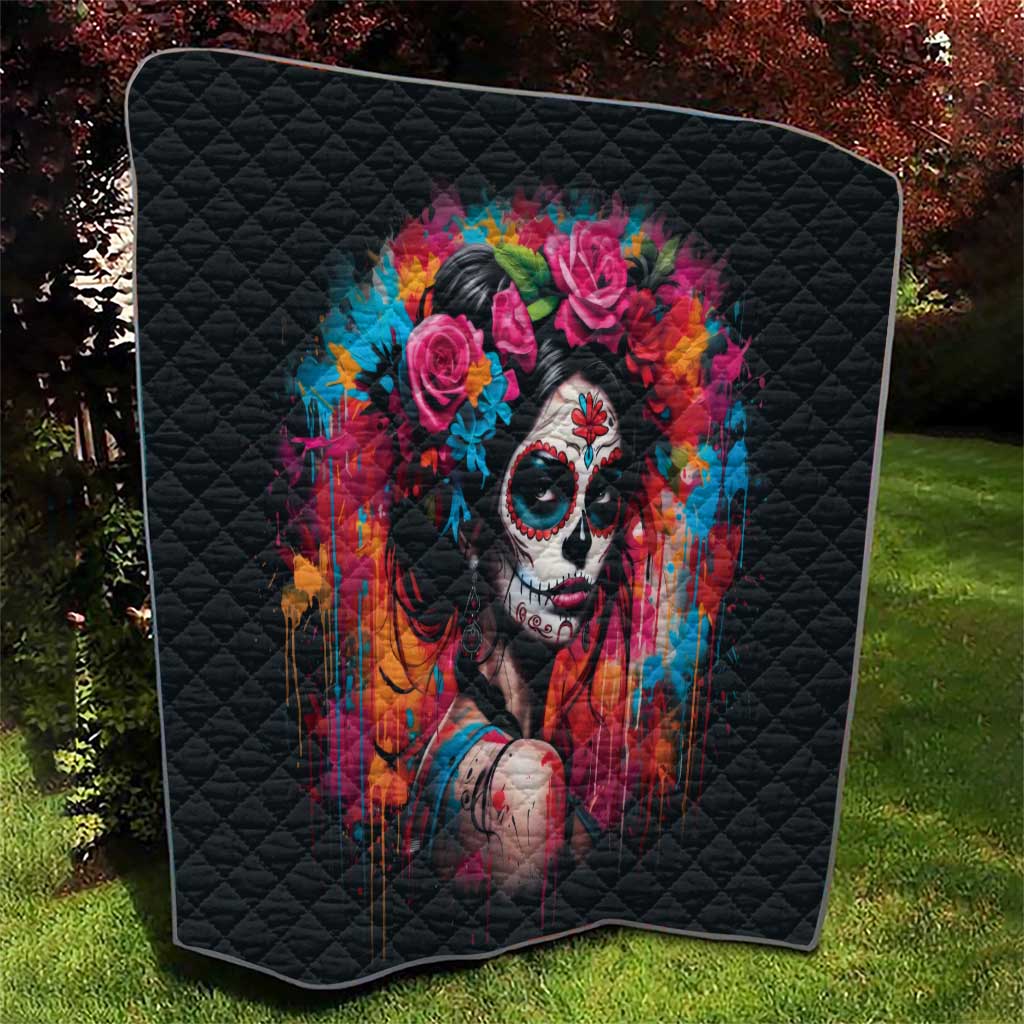 Mexico Day Of The Dead Quilt Rose Catrina Goddess Sugar Skull - Wonder Print Shop