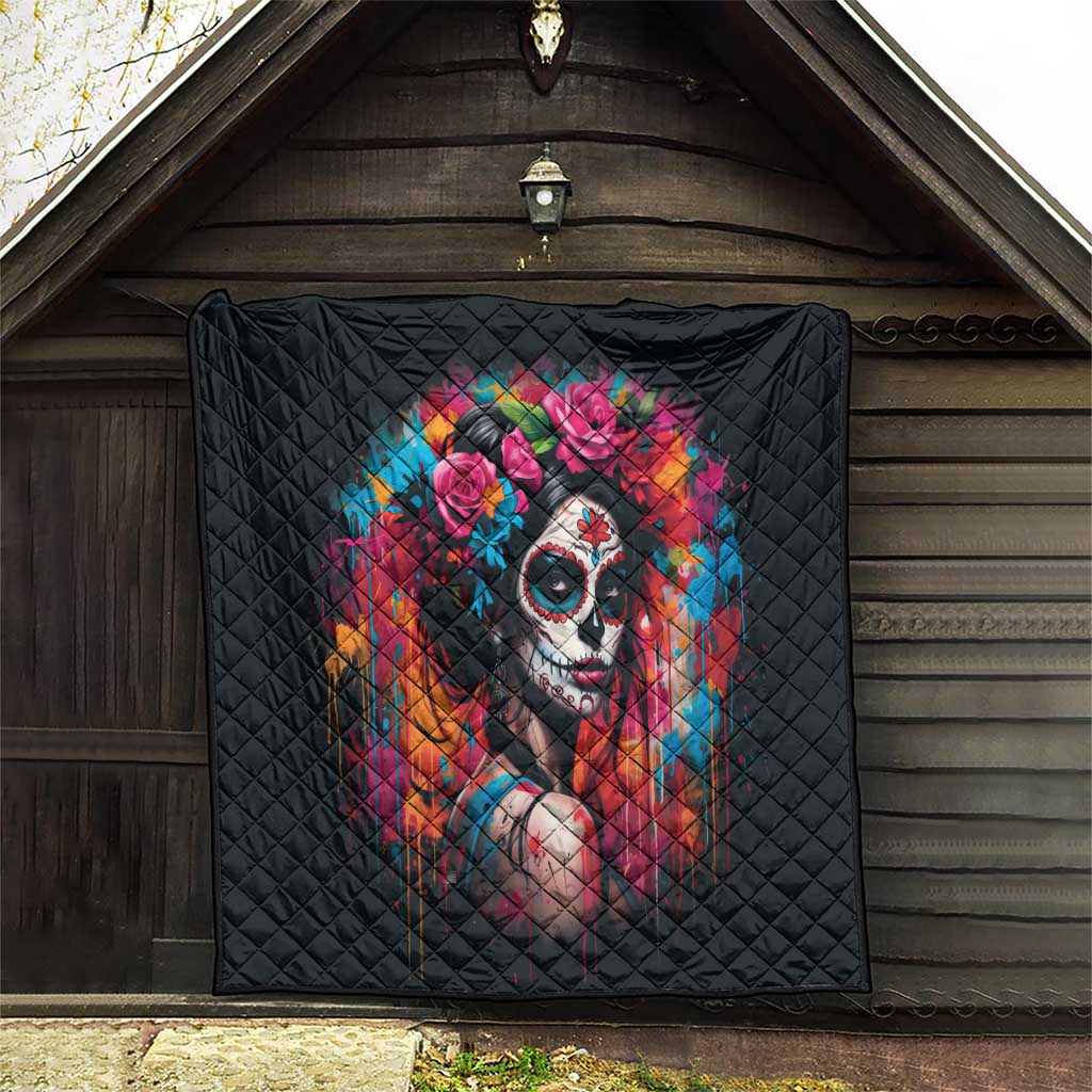 Mexico Day Of The Dead Quilt Rose Catrina Goddess Sugar Skull - Wonder Print Shop