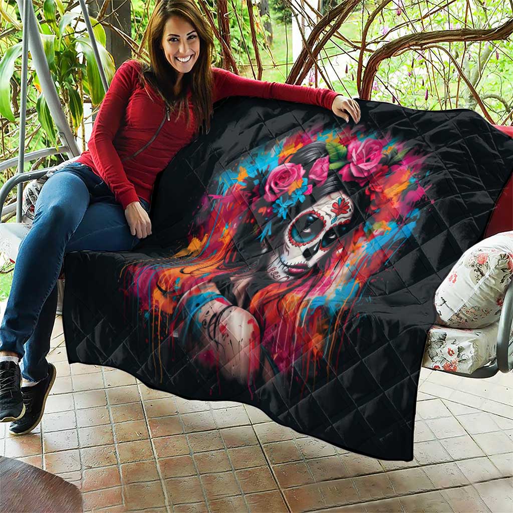Mexico Day Of The Dead Quilt Rose Catrina Goddess Sugar Skull - Wonder Print Shop