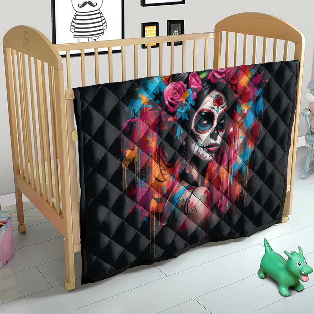 Mexico Day Of The Dead Quilt Rose Catrina Goddess Sugar Skull - Wonder Print Shop