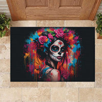 Mexico Day Of The Dead Rubber Doormat Rose Catrina Goddess Sugar Skull - Wonder Print Shop