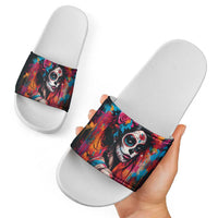 Mexico Day Of The Dead Slide Sandals Rose Catrina Goddess Sugar Skull - Wonder Print Shop