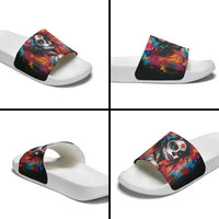 Mexico Day Of The Dead Slide Sandals Rose Catrina Goddess Sugar Skull - Wonder Print Shop
