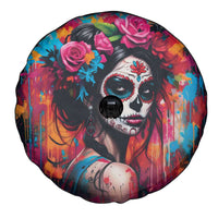 Mexico Day Of The Dead Spare Tire Cover Rose Catrina Goddess Sugar Skull - Wonder Print Shop