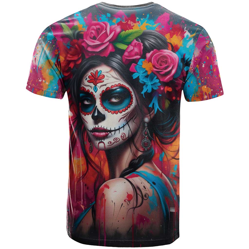 Mexico Day Of The Dead T Shirt Rose Catrina Goddess Sugar Skull - Wonder Print Shop