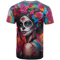 Mexico Day Of The Dead T Shirt Rose Catrina Goddess Sugar Skull - Wonder Print Shop