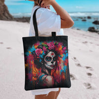 Mexico Day Of The Dead Tote Bag Rose Catrina Goddess Sugar Skull - Wonder Print Shop