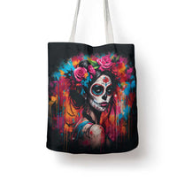 Mexico Day Of The Dead Tote Bag Rose Catrina Goddess Sugar Skull - Wonder Print Shop