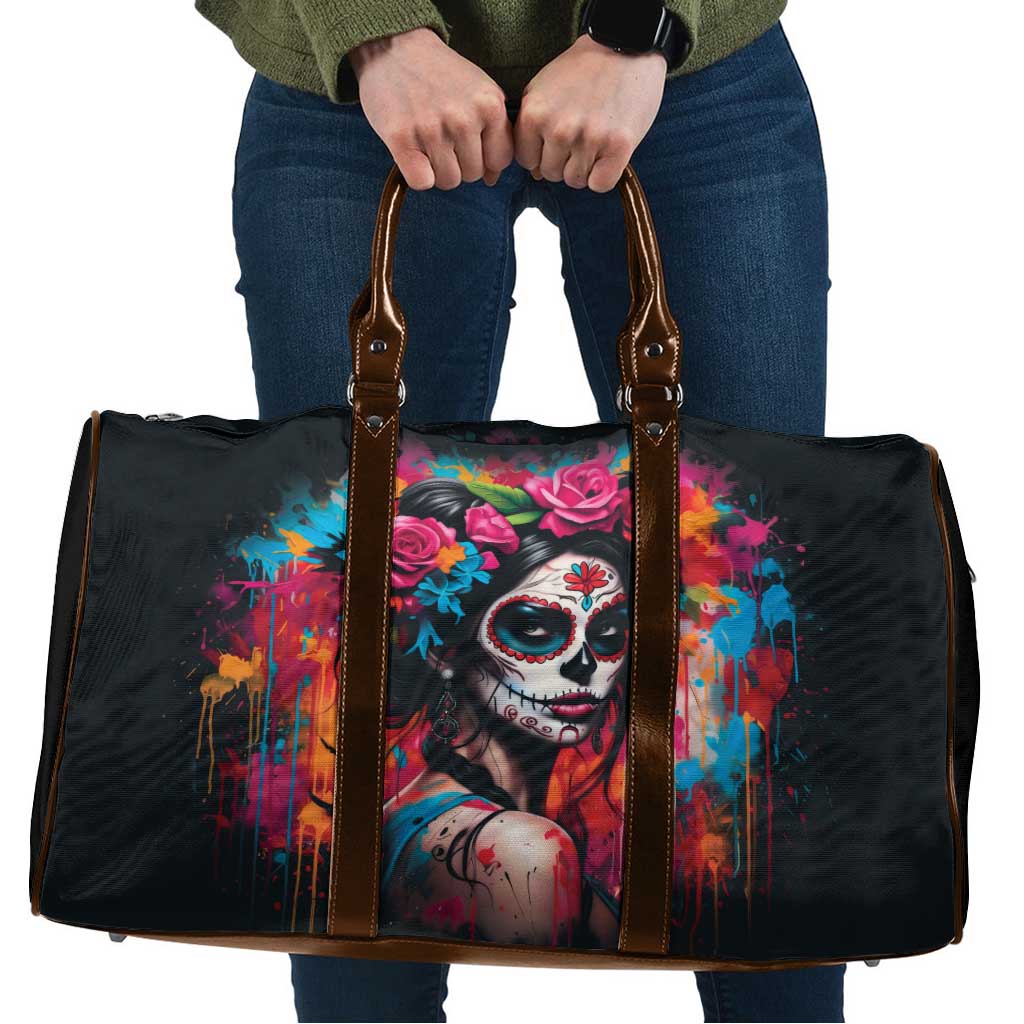 Mexico Day Of The Dead Travel Bag Rose Catrina Goddess Sugar Skull - Wonder Print Shop