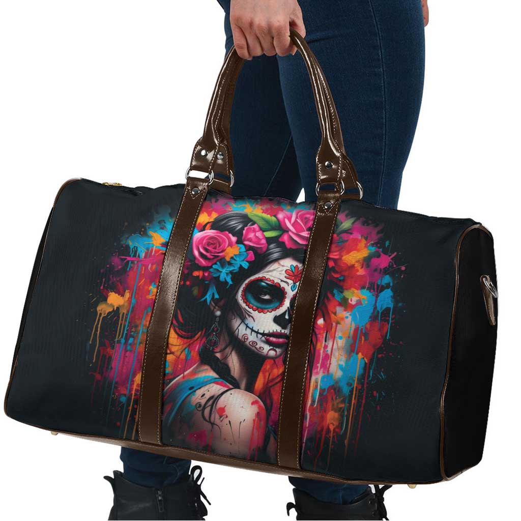 Mexico Day Of The Dead Travel Bag Rose Catrina Goddess Sugar Skull - Wonder Print Shop