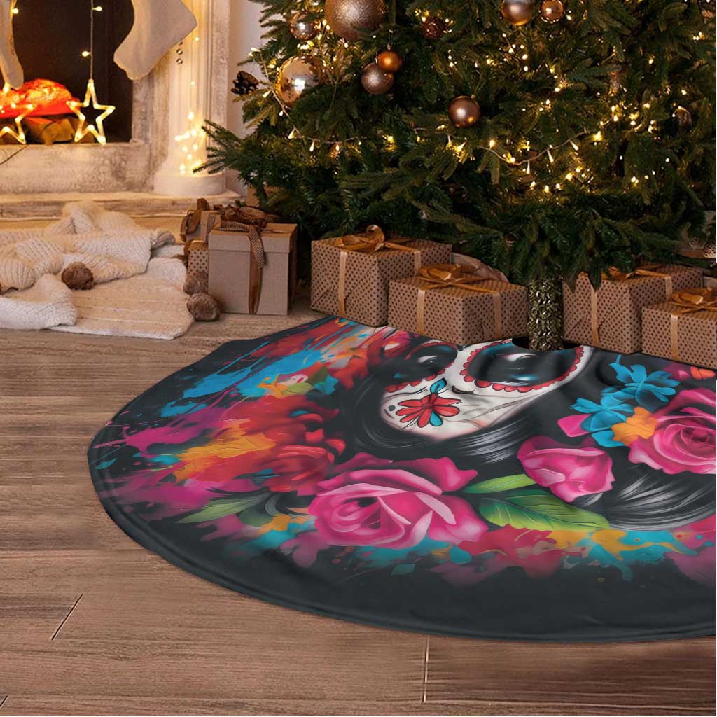 Mexico Day Of The Dead Tree Skirt Rose Catrina Goddess Sugar Skull - Wonder Print Shop