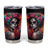 Mexico Day Of The Dead Tumbler Cup Rose Catrina Goddess Sugar Skull - Wonder Print Shop
