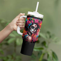Mexico Day Of The Dead Tumbler With Handle Rose Catrina Goddess Sugar Skull - Wonder Print Shop