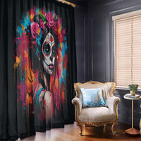 Mexico Day Of The Dead Window Curtain Rose Catrina Goddess Sugar Skull - Wonder Print Shop