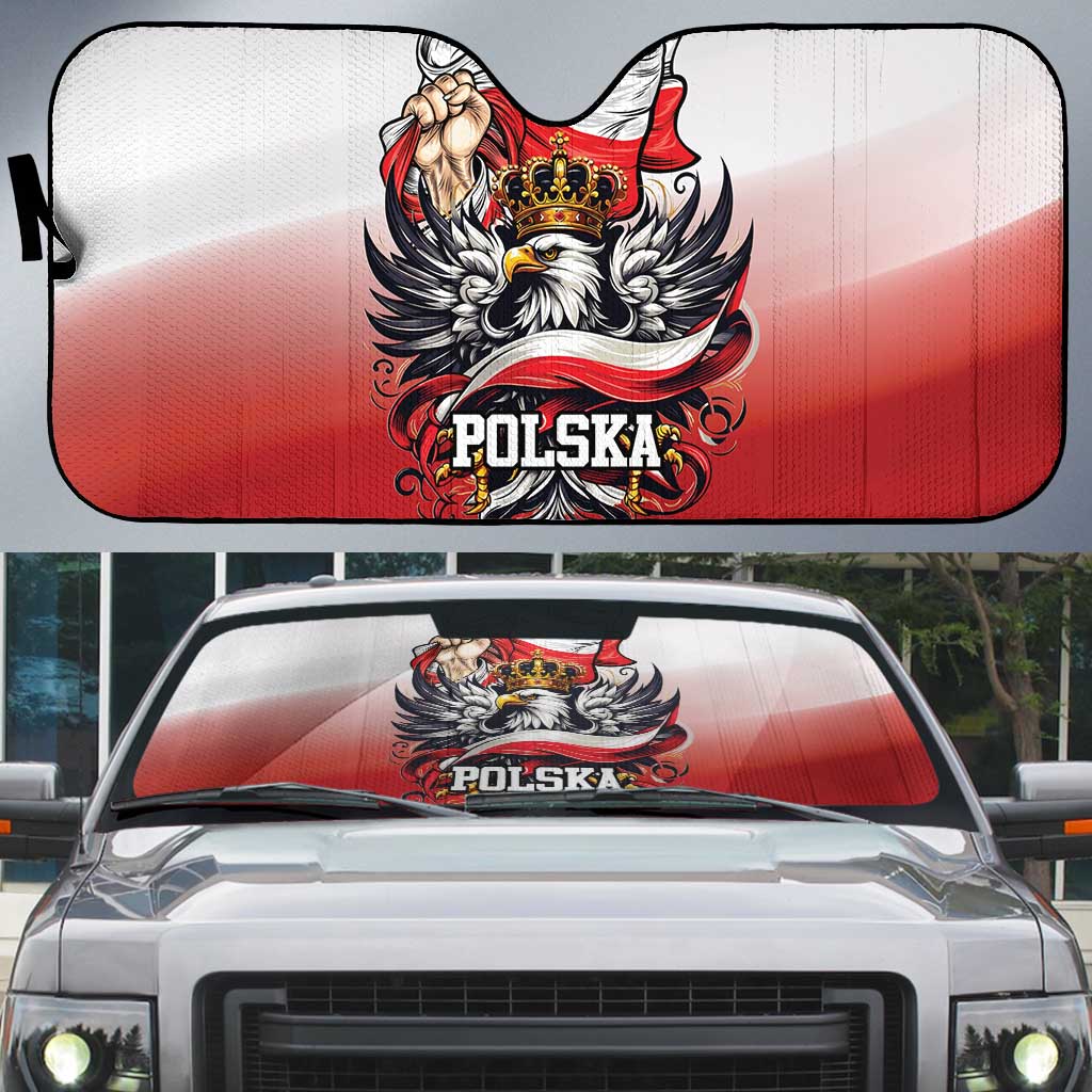 Poland Independence Day Auto Sun Shade Polska White Eagle and Flag Style - Wonder Print Shop