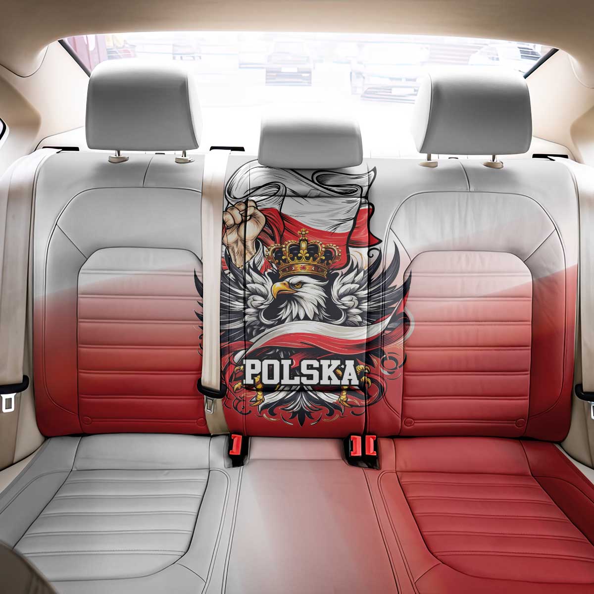 Poland Independence Day Back Car Seat Cover Polska White Eagle and Flag Style - Wonder Print Shop