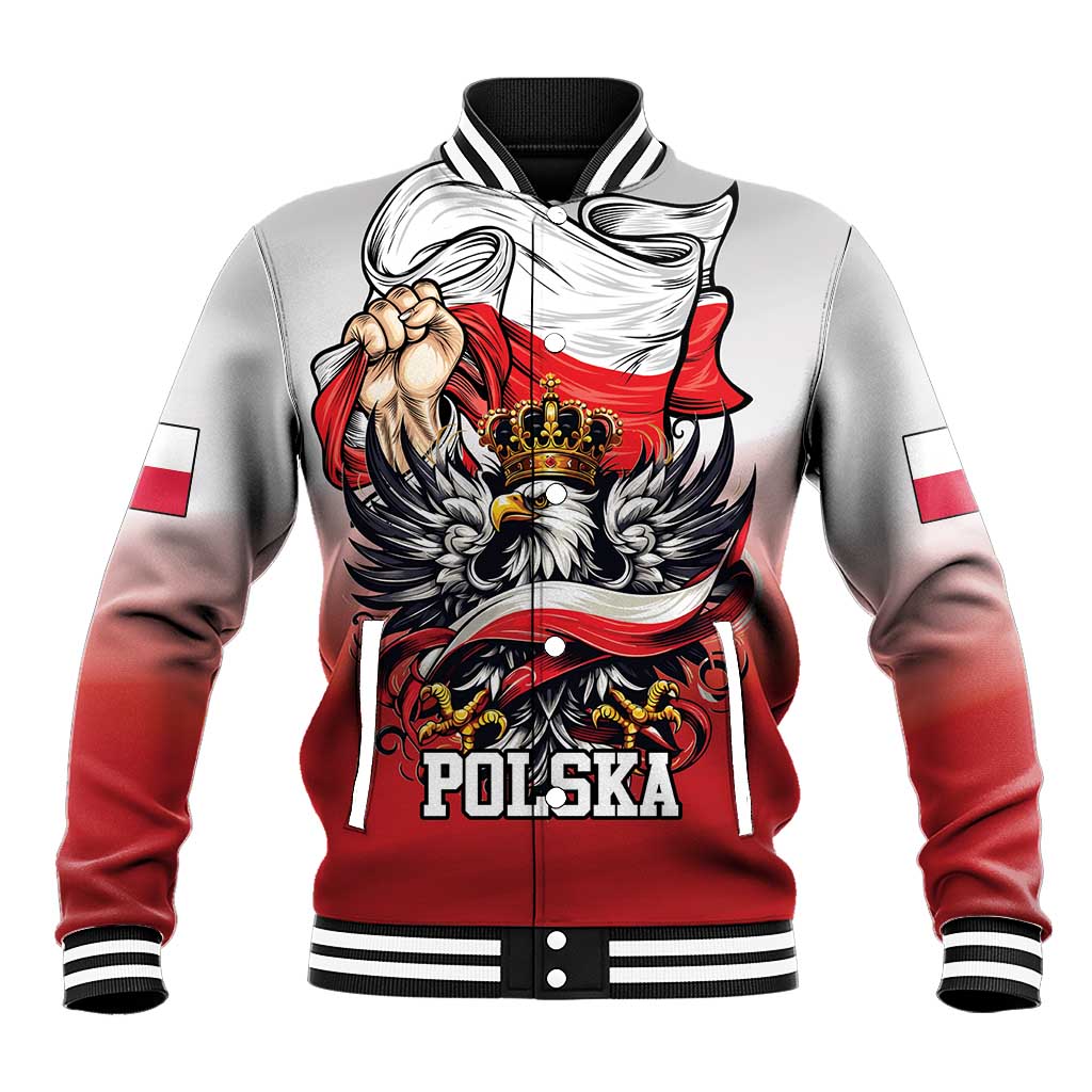 Poland Independence Day Baseball Jacket Polska White Eagle and Flag Style - Wonder Print Shop