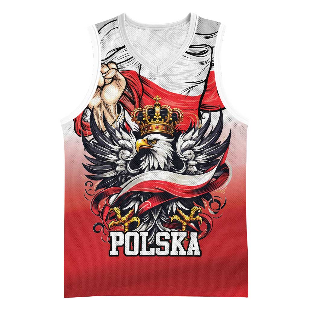 Poland Independence Day Basketball Jersey Polska White Eagle and Flag Style - Wonder Print Shop
