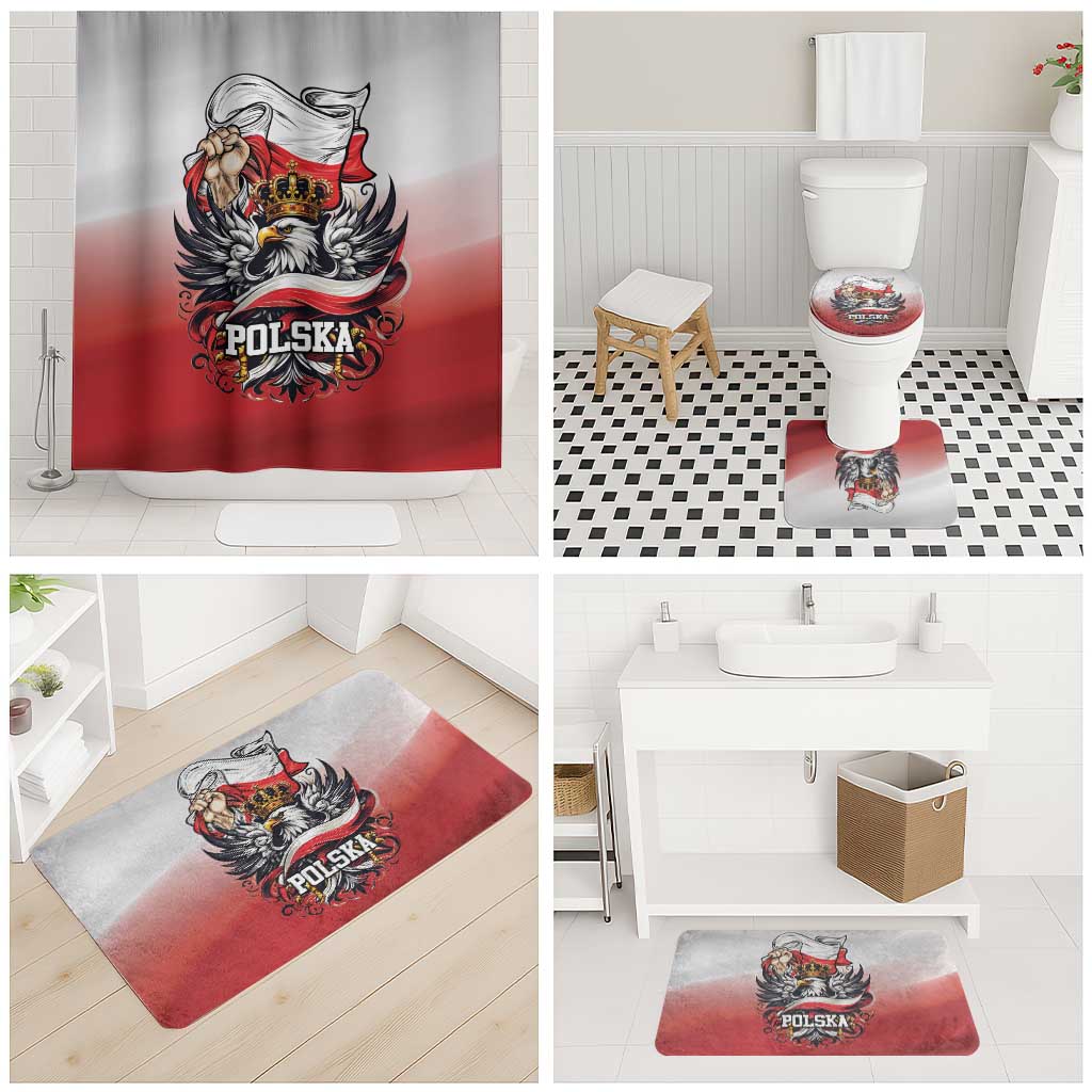 Poland Independence Day Bathroom Set Polska White Eagle and Flag Style - Wonder Print Shop