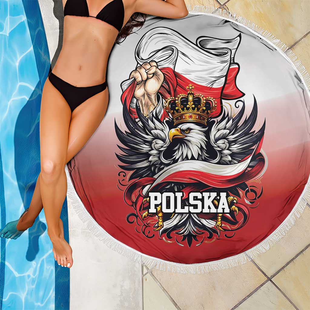 Poland Independence Day Beach Blanket Polska White Eagle and Flag Style - Wonder Print Shop