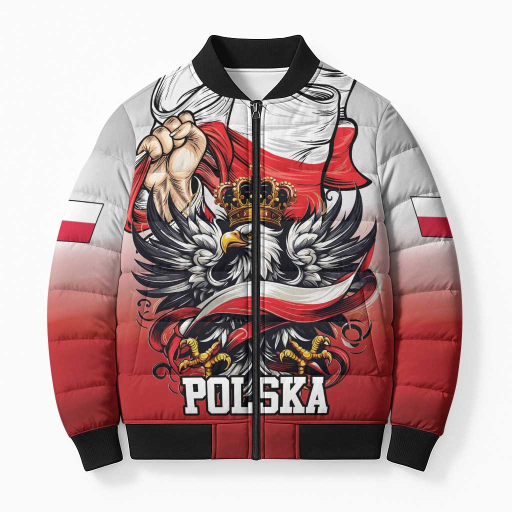 Poland Independence Day Bomber Puffer Jacket Polska White Eagle and Flag Style - Wonder Print Shop