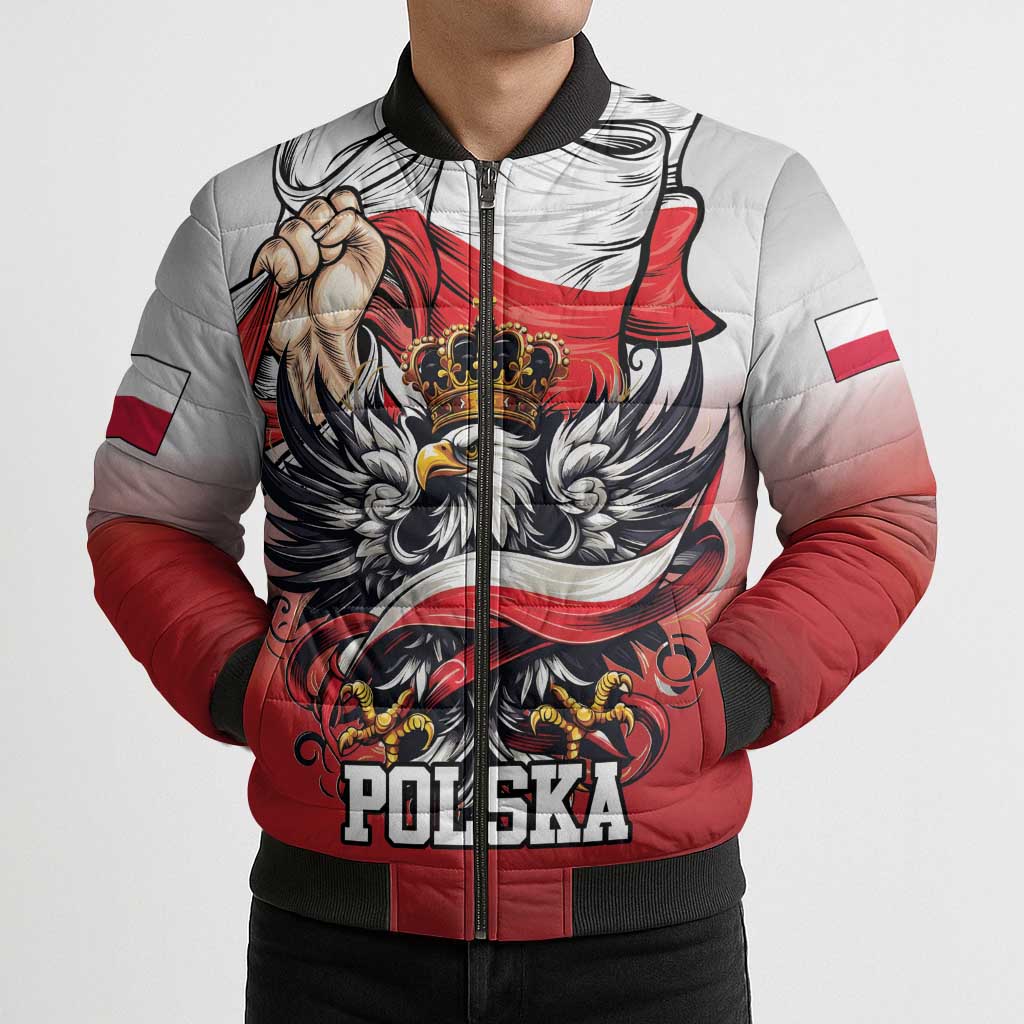 Poland Independence Day Bomber Puffer Jacket Polska White Eagle and Flag Style - Wonder Print Shop