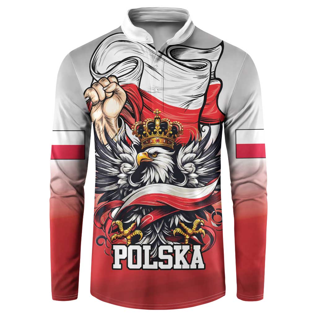 Poland Independence Day Button Sweatshirt Polska White Eagle and Flag Style - Wonder Print Shop