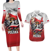 Poland Independence Day Couples Matching Long Sleeve Bodycon Dress and Hawaiian Shirt Polska White Eagle and Flag Style - Wonder Print Shop
