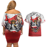 Poland Independence Day Couples Matching Off Shoulder Short Dress and Hawaiian Shirt Polska White Eagle and Flag Style - Wonder Print Shop